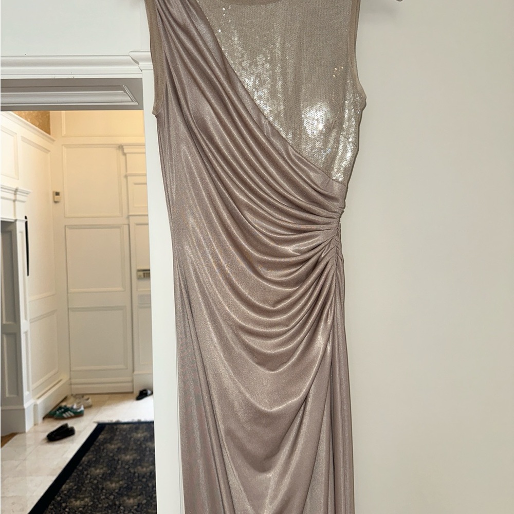 Adrianna Papell Asymmetrical Silver Dress